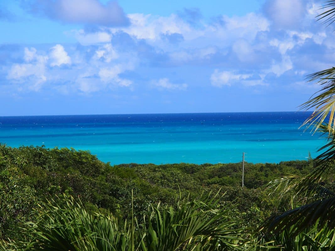 Photo de la mer bleue turquoise aux Bahamas belle destination de lune de miel